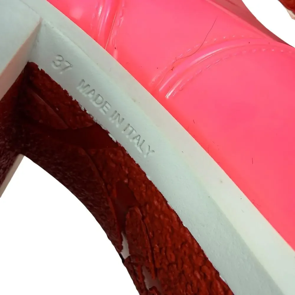 Christian Louboutin Loubirain Rubber Pvc Heeled Rain Boots Pink Size 37